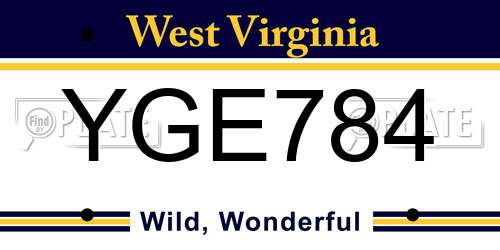 YGE784 West Virginia License Plate