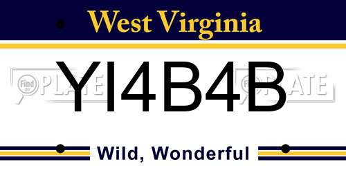 YI4B4B West Virginia License Plate