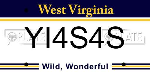 YI4S4S West Virginia License Plate