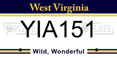 YIA151 West Virginia License Plate