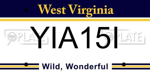 YIA15I West Virginia License Plate