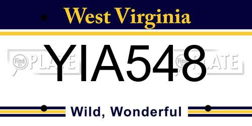 YIA548 West Virginia License Plate