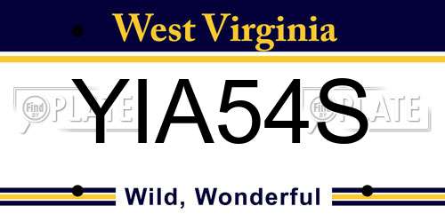 YIA54S West Virginia License Plate