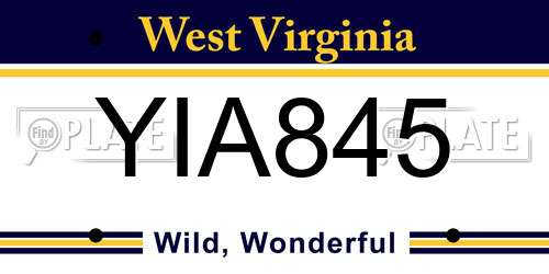 YIA845 West Virginia License Plate