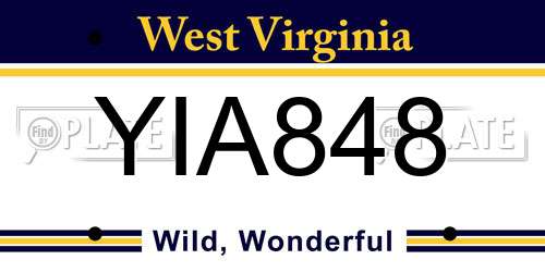 YIA848 West Virginia License Plate