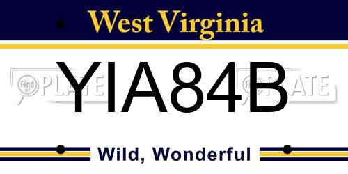 YIA84B West Virginia License Plate