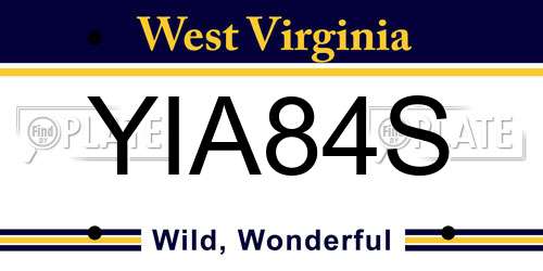 YIA84S West Virginia License Plate