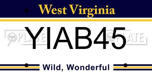 YIAB45 West Virginia License Plate