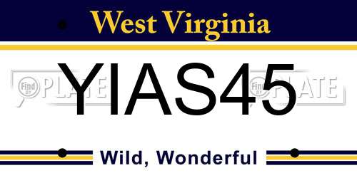 YIAS45 West Virginia License Plate
