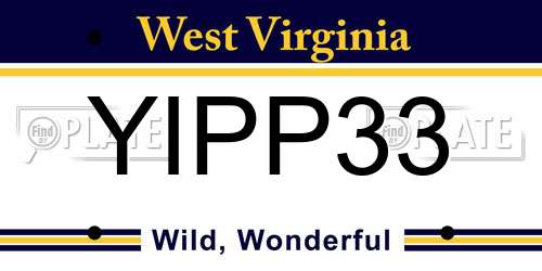 YIPP33 West Virginia License Plate