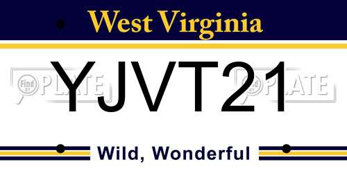 YJVT21 West Virginia License Plate