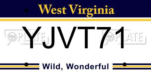 YJVT71 West Virginia License Plate