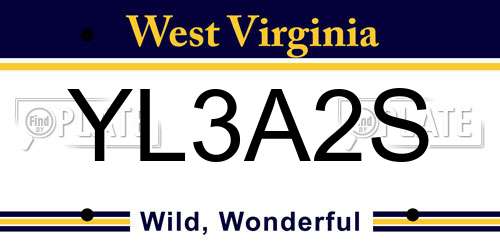 YL3A2S West Virginia License Plate