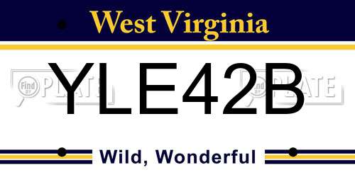 YLE42B West Virginia License Plate
