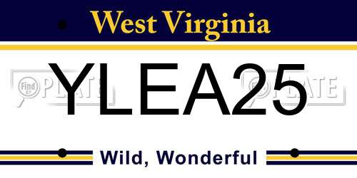 YLEA25 West Virginia License Plate