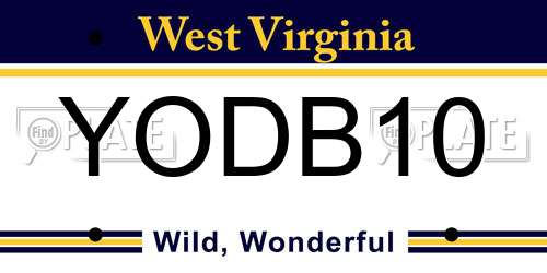YODB10 West Virginia License Plate