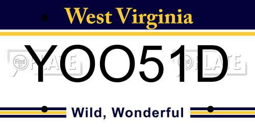 YOO51D West Virginia License Plate
