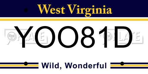YOO81D West Virginia License Plate