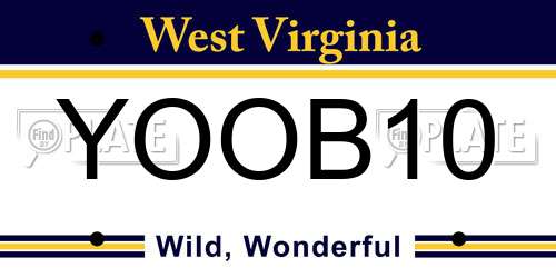 YOOB10 West Virginia License Plate