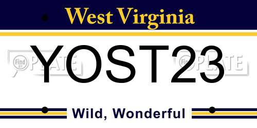 YOST23 West Virginia License Plate