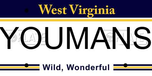 YOUMANS West Virginia License Plate
