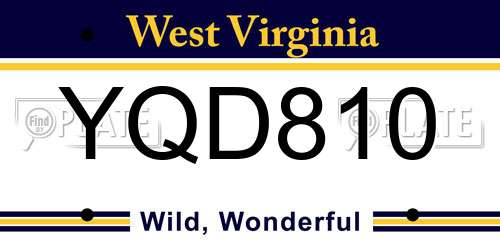 YQD810 West Virginia License Plate