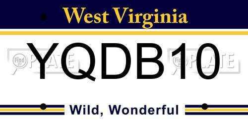 YQDB10 West Virginia License Plate