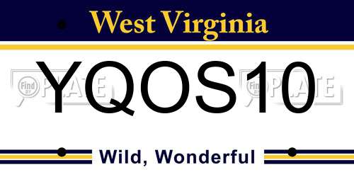 YQOS10 West Virginia License Plate