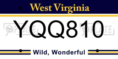 YQQ810 West Virginia License Plate