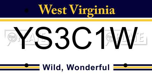 YS3C1W West Virginia License Plate