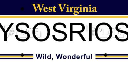 YSOSRIOS West Virginia License Plate