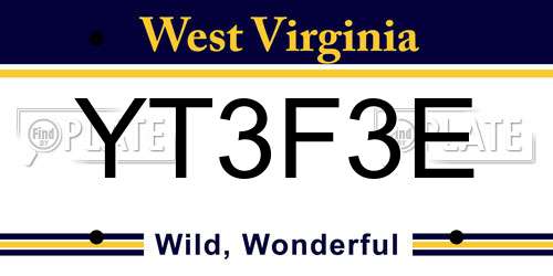 YT3F3E West Virginia License Plate