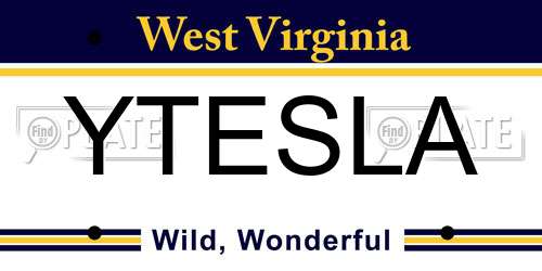 YTESLA West Virginia License Plate