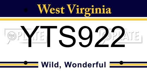 YTS922 West Virginia License Plate