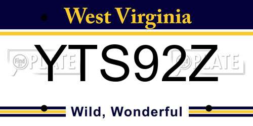 YTS92Z West Virginia License Plate