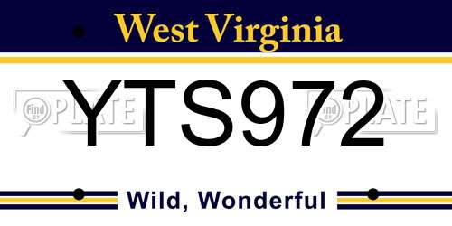 YTS972 West Virginia License Plate