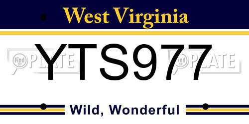 YTS977 West Virginia License Plate
