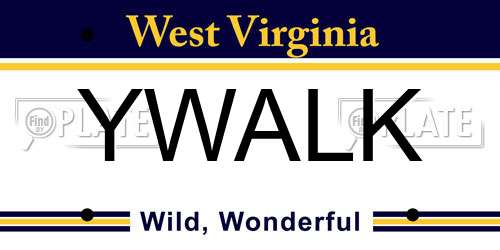 YWALK West Virginia License Plate