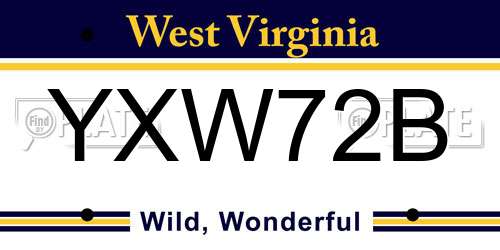 YXW72B West Virginia License Plate