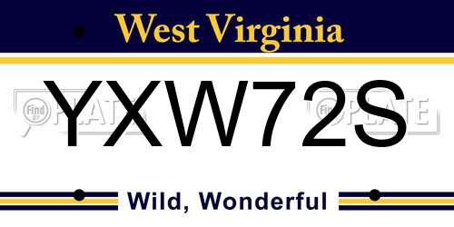 YXW72S West Virginia License Plate