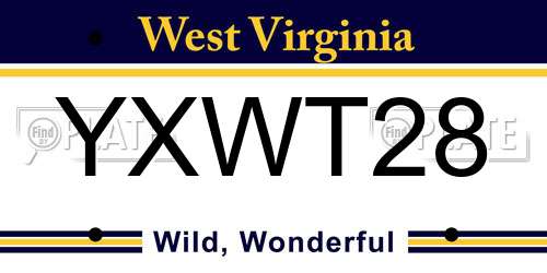YXWT28 West Virginia License Plate
