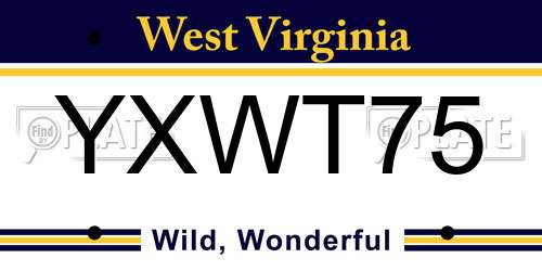 YXWT75 West Virginia License Plate