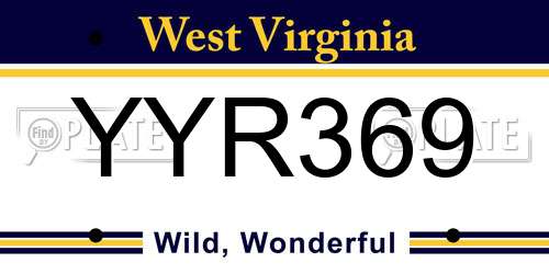 YYR369 West Virginia License Plate
