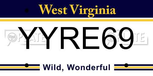 YYRE69 West Virginia License Plate