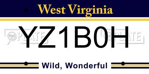 YZ1B0H West Virginia License Plate