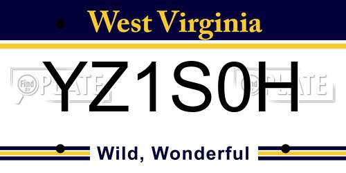 YZ1S0H West Virginia License Plate