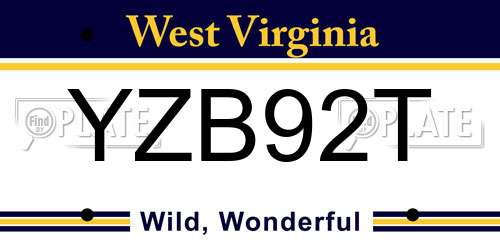 YZB92T West Virginia License Plate