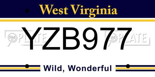 YZB977 West Virginia License Plate