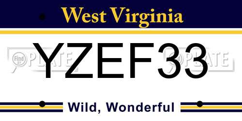 YZEF33 West Virginia License Plate