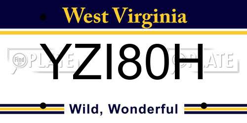 YZI80H West Virginia License Plate